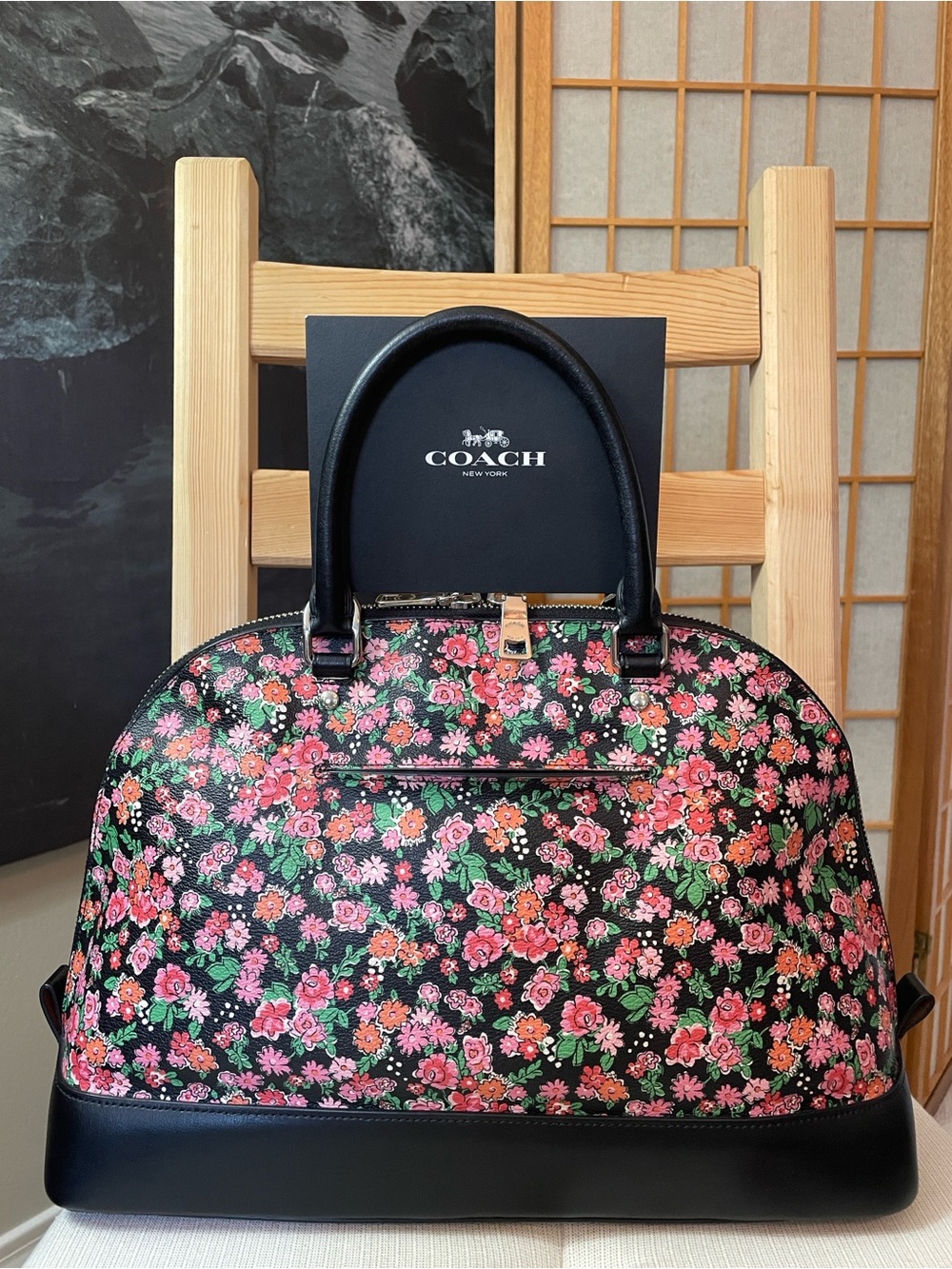 Coach Sierra Posey Cluster Floral Satchel, Wallet & Silver Crossbody Chain Set - Picture 5 of 17